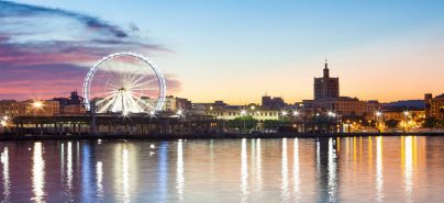 Malaga Port with Malaga's big wheel