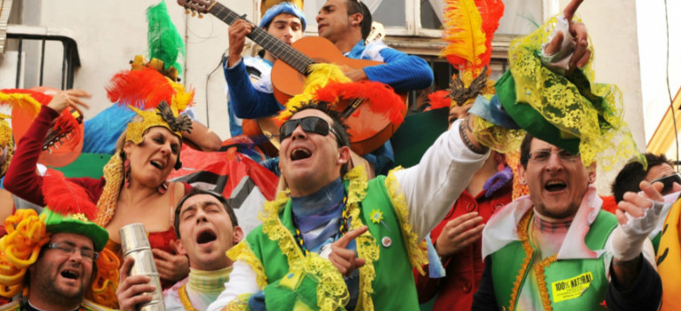 Group of Ilegales singing in the streets of Cadiz