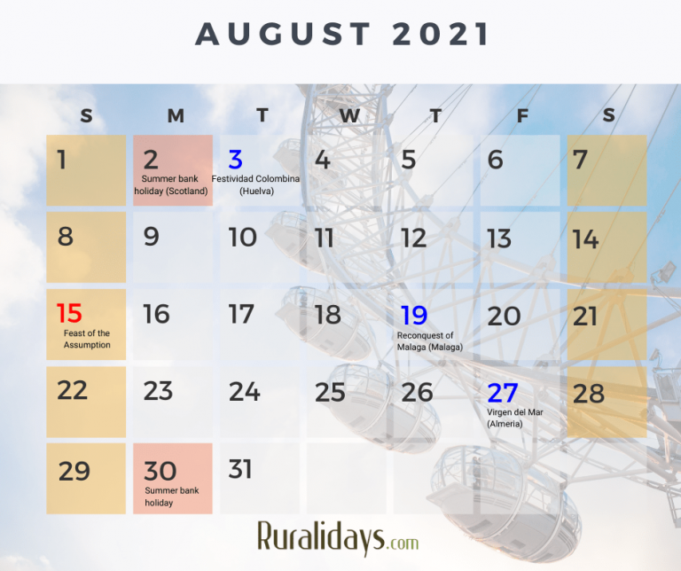 Public Holidays in Spain and Andalucia Calendar 2021 Ruralidays