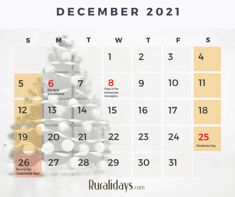 Public Holidays in Spain and Andalucia Calendar 2021 Ruralidays